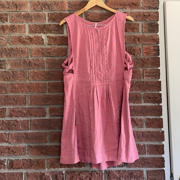 Free People ‘Moonshine’ pink linen mini dress - Picture 2 of 9